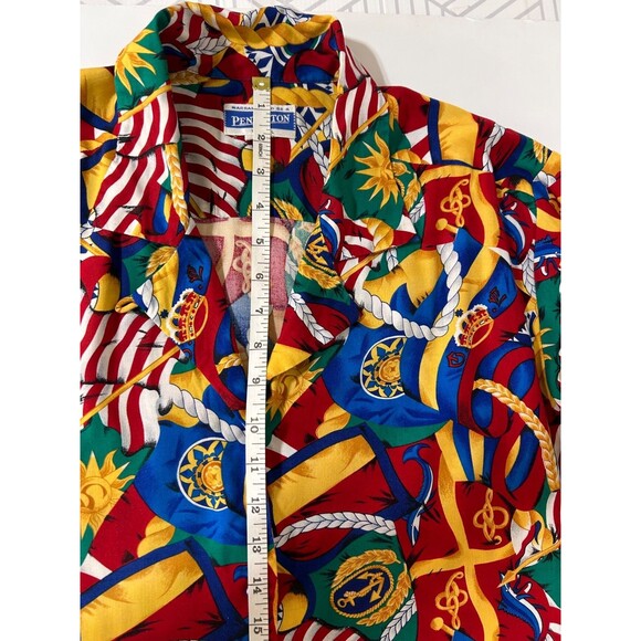 Vintage Pendleton TALL Womens 12 Large Captain Nautical Flag Button Up Shirt i - Picture 4 of 9